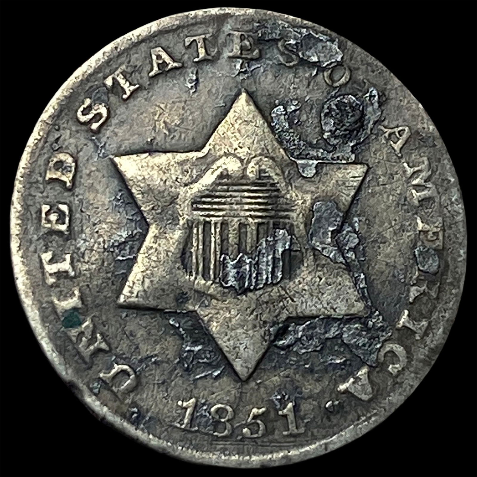 1851-O Silver Three-Cent Piece HIGH GRADE (1 of 2)