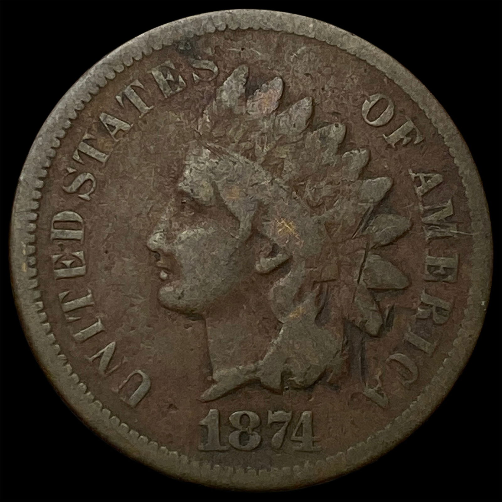 1874 Indian Head Cent LIGHTLY CIRCULATED (1 of 2)