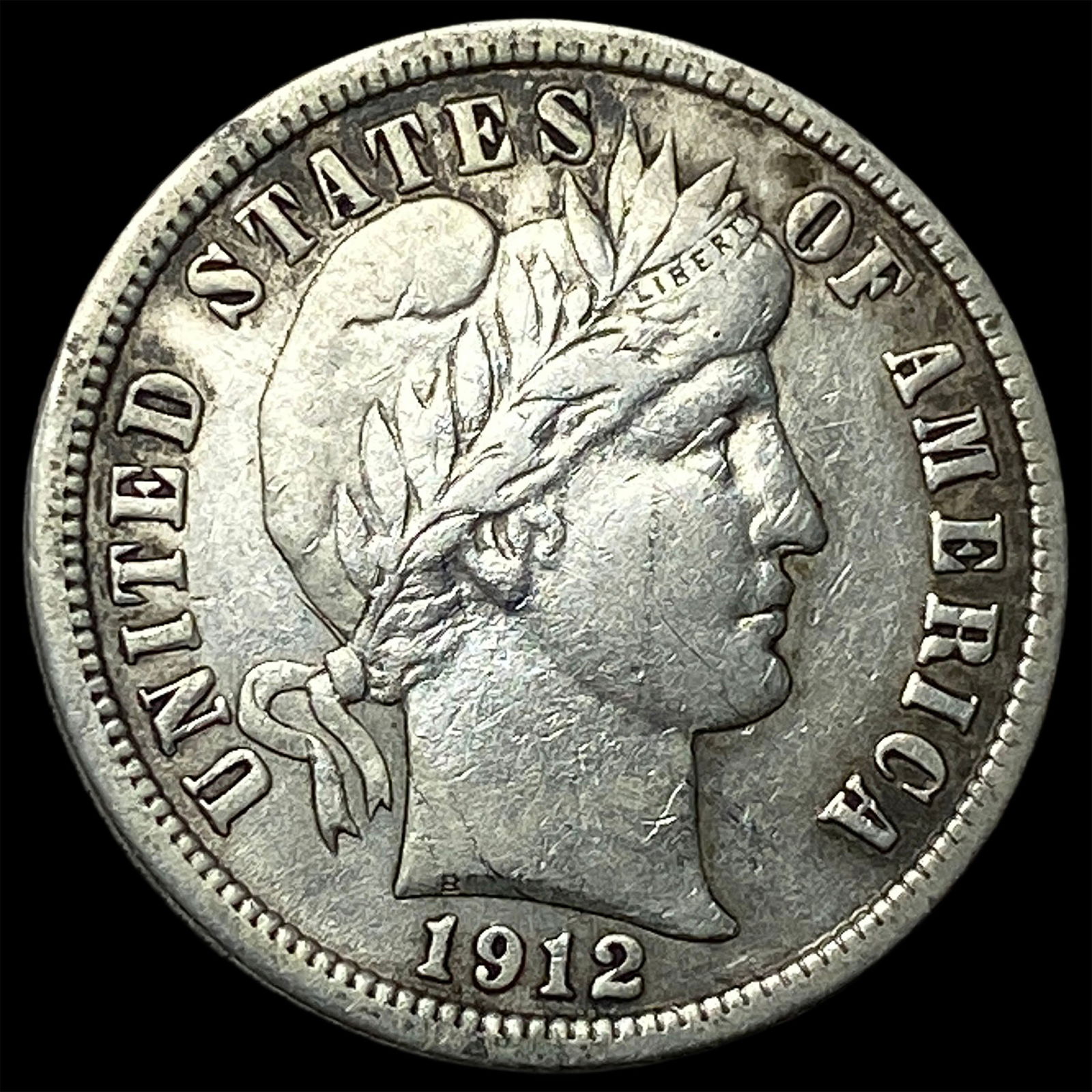 1912 Silver Barber Dime NEARLY UNCIRCULATED (1 of 2)