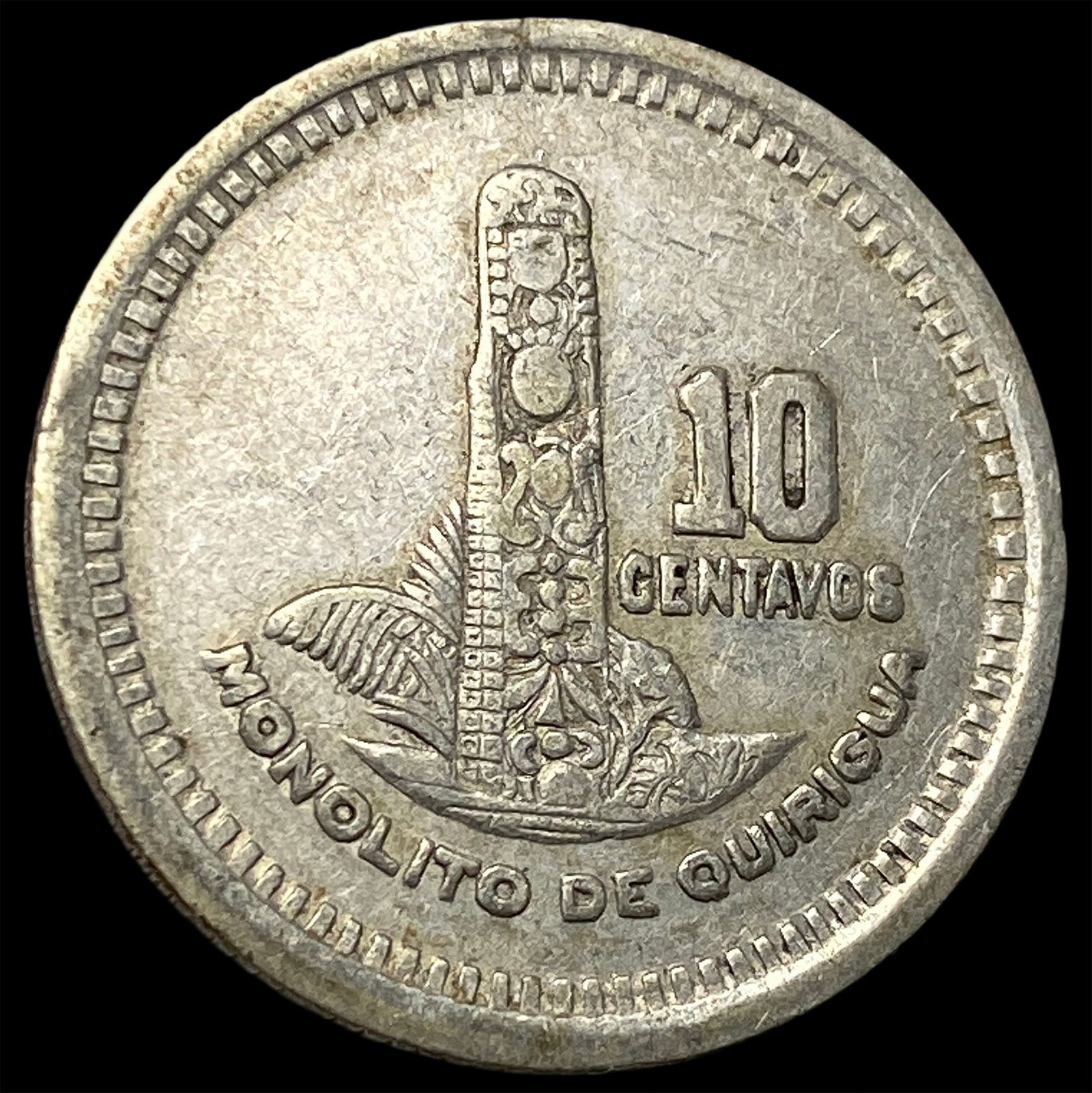 1955 Guatemala .0772oz Silver 10 Centavos CLOSELY UNCIRCULATED (1 of 2)