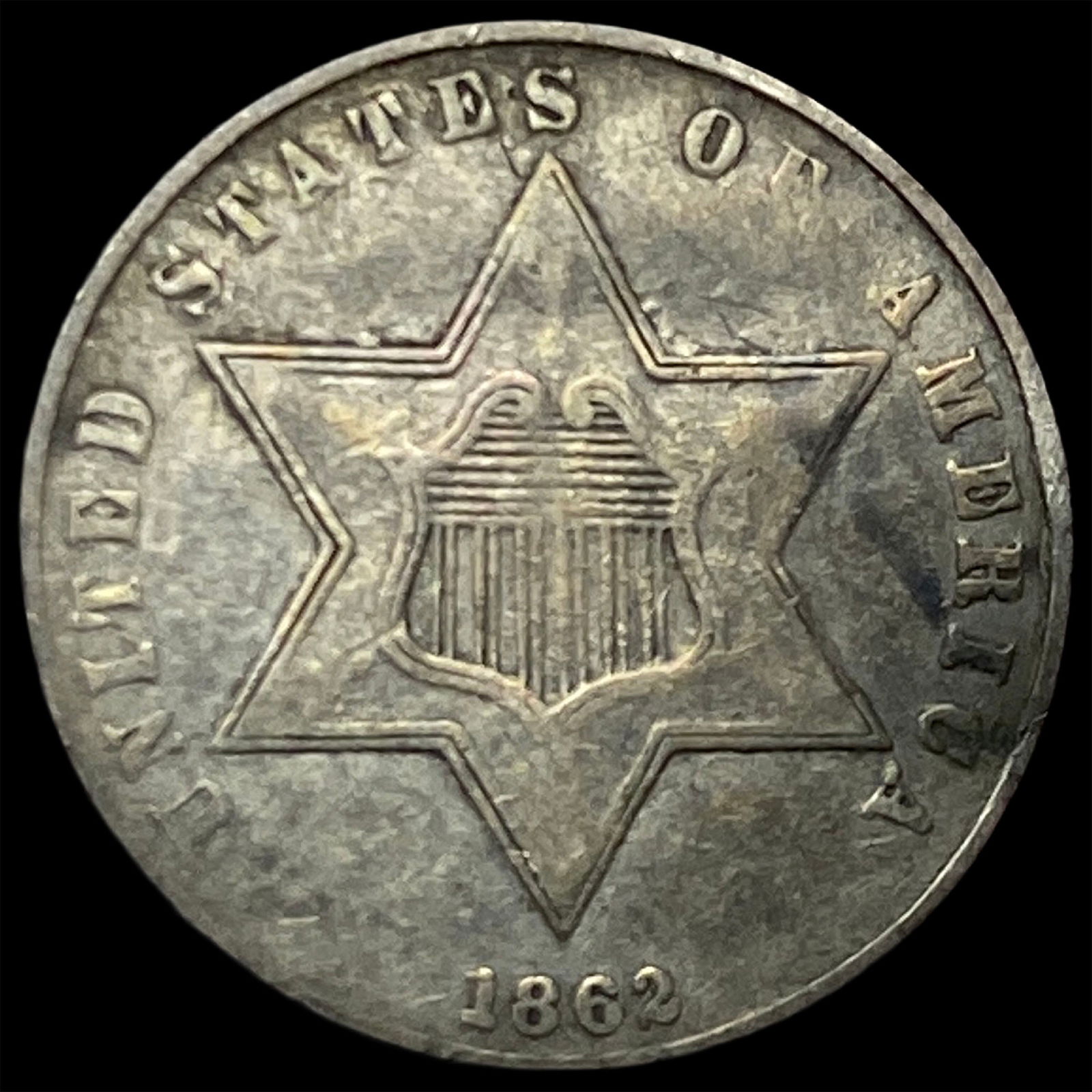 1862 Silver Three-Cent Piece CLOSELY UNCIRCULATED (1 of 2)