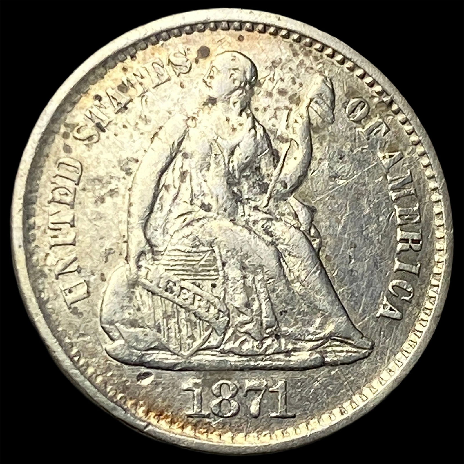 1871-S Silver Seated Liberty Half Dime HIGH GRADE (1 of 2)