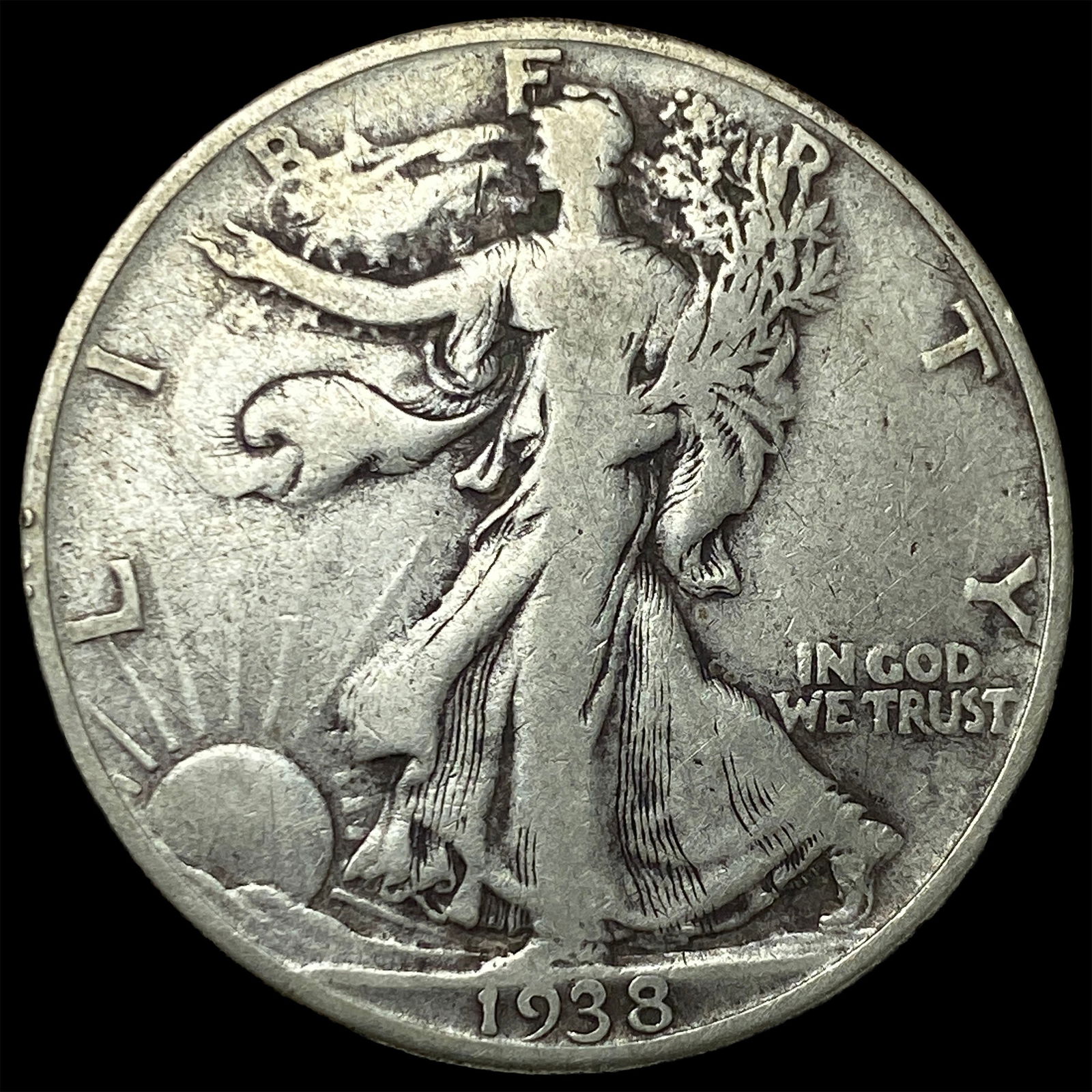 1938-D Silver Walking Liberty Half Dollar LIGHTLY CIRCULATED (1 of 2)