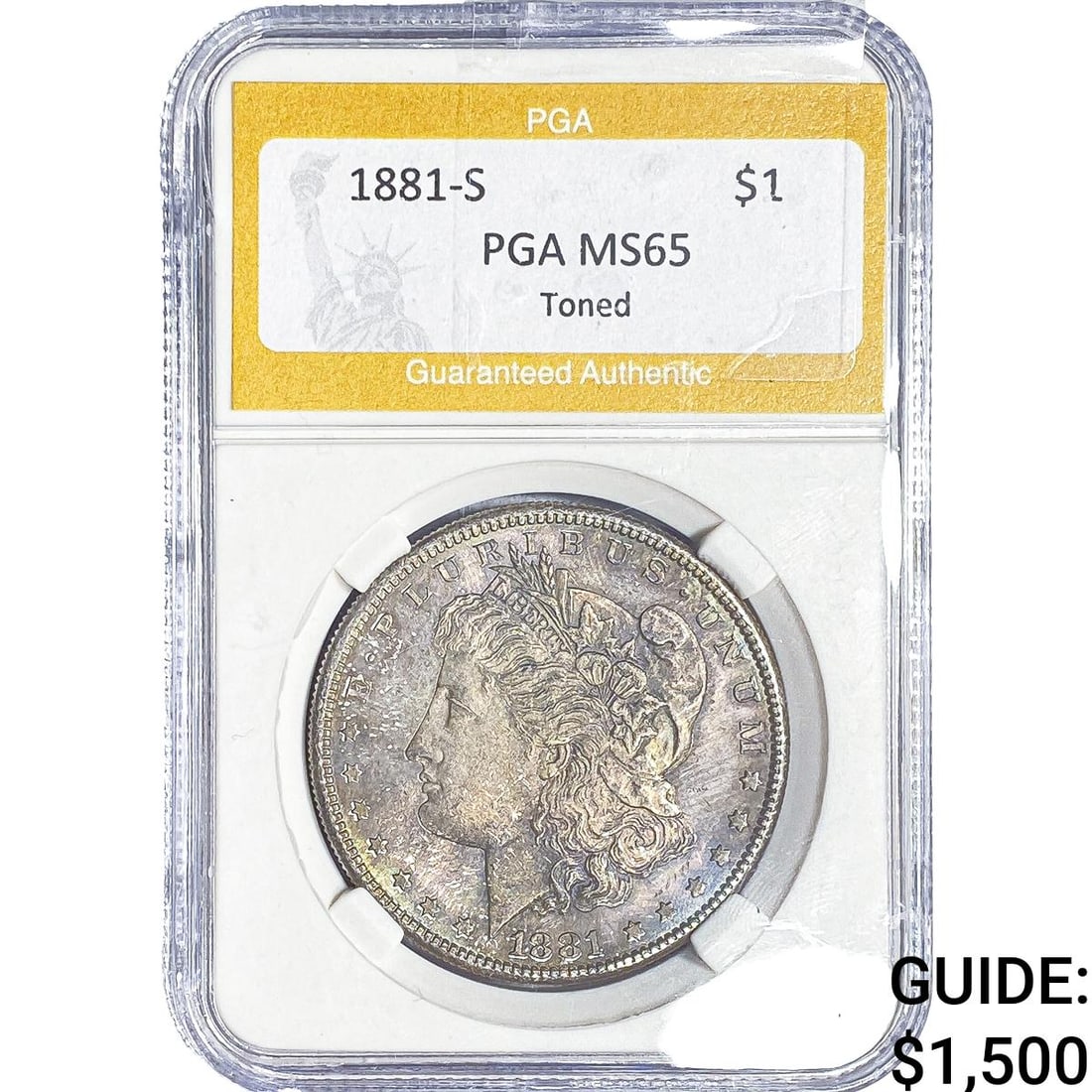 1881-S Morgan Silver Dollar PGA MS65 Toned: 1881-S Morgan Silver Dollar PGA MS65 Toned