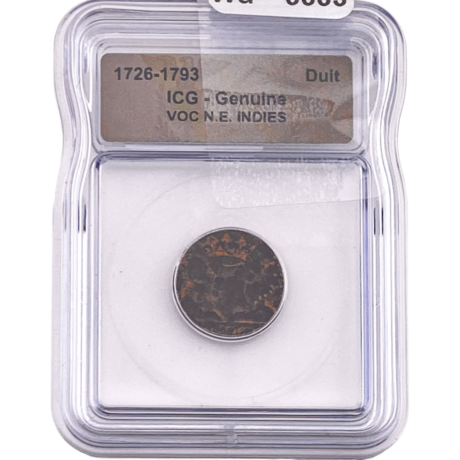 1726-1793 VOC N.E. Indies Bronze Duit ICG Genuine: 1726-1793 VOC N.E. Indies Bronze Duit ICG Genuine