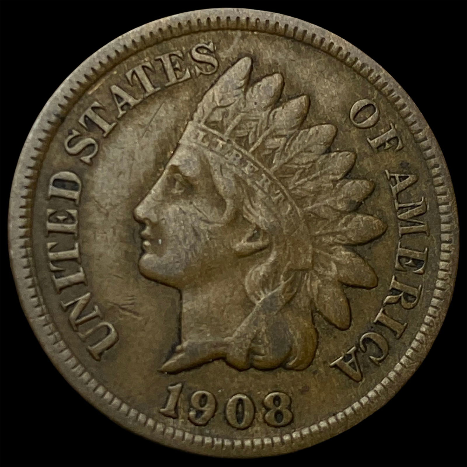1908-S Indian Head Cent ABOUT UNCIRCULATED (1 of 2)