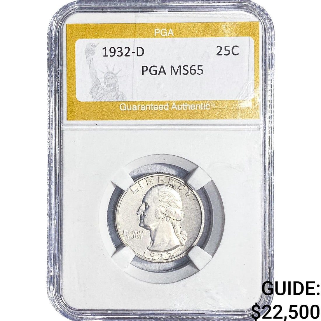 1932-D Washington Silver Quarter PGA MS65: 1932-D Washington Silver Quarter PGA MS65