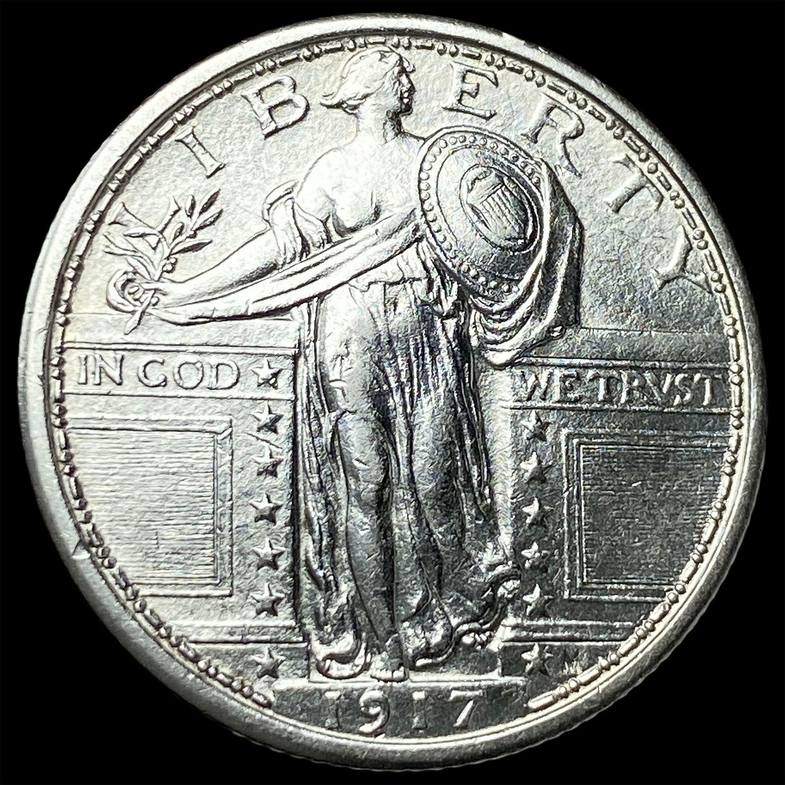 1917 Type 1 Silver Standing Liberty Quarter CHOICE AU (1 of 2)