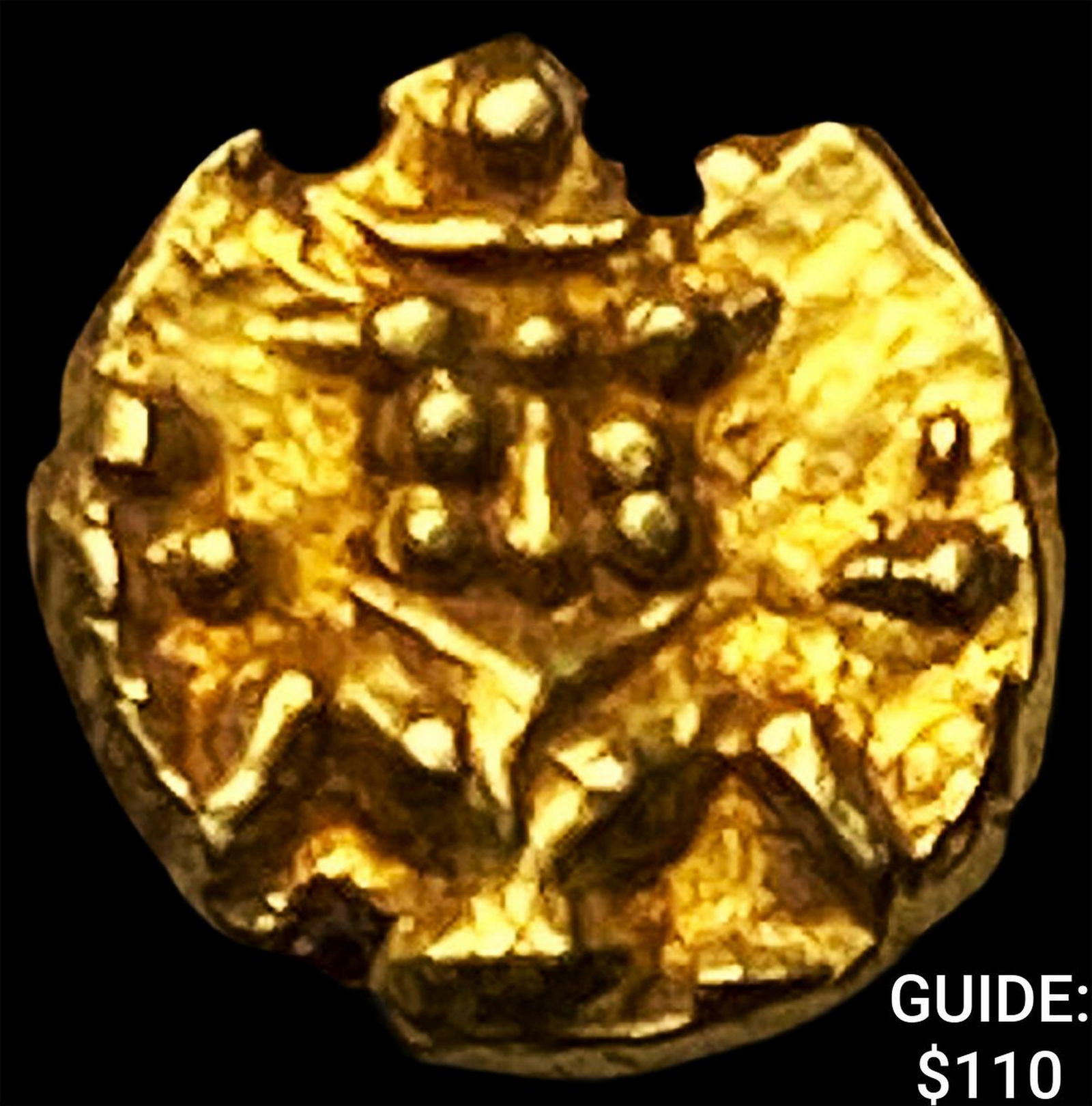 1600-1800 India .014oz Gold Fanam UNCIRCULATED: 1600-1800 India .014oz Gold Fanam UNCIRCULATED