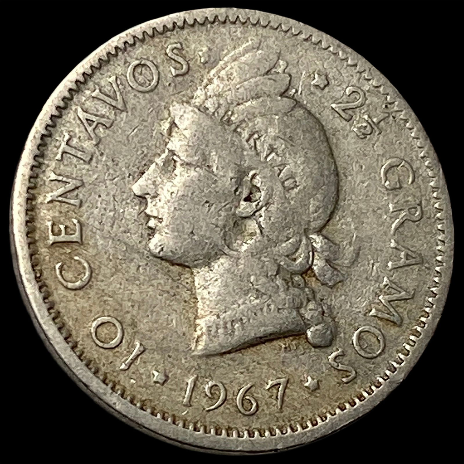 1967 Dominican Republic Silver 10 Centavos NEARLY UNCIRCULATED (1 of 2)