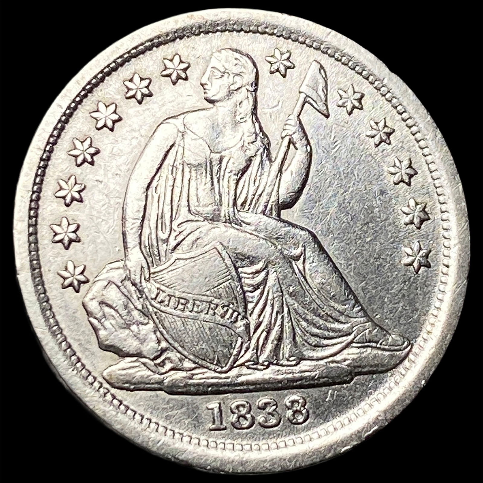 1838 Silver Seated Liberty Dime CLOSELY UNCIRCULATED (1 of 2)