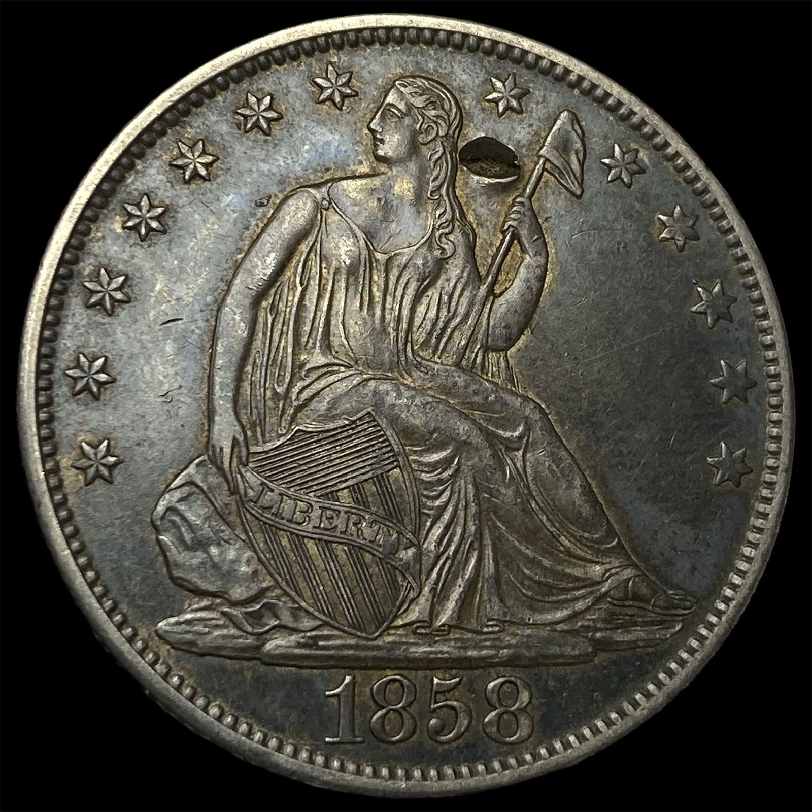 1858-O Silver Seated Liberty Half Dollar HIGH GRADE (1 of 2)