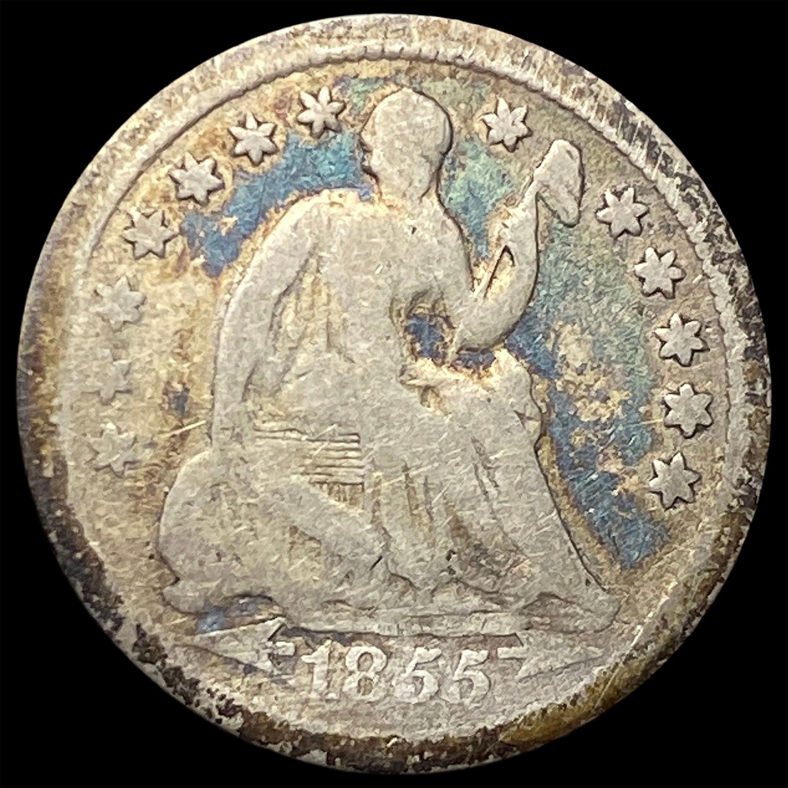 1855-O Arrows Seated Liberty Silver Half Dime NICELY CIRCULATED: 1855-O Arrows Seated Liberty Silver Half Dime NICELY CIRCULATED