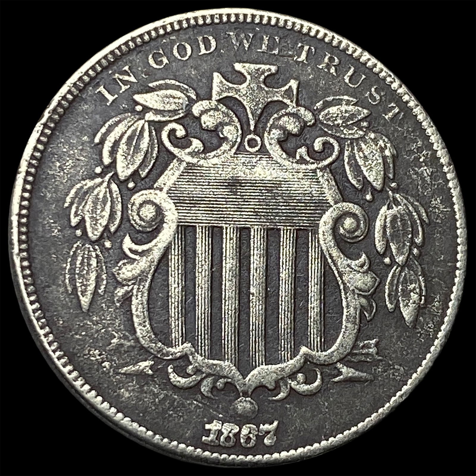 1867 Shield Nickel NEARLY UNCIRCULATED: 1867 Shield Nickel NEARLY UNCIRCULATED