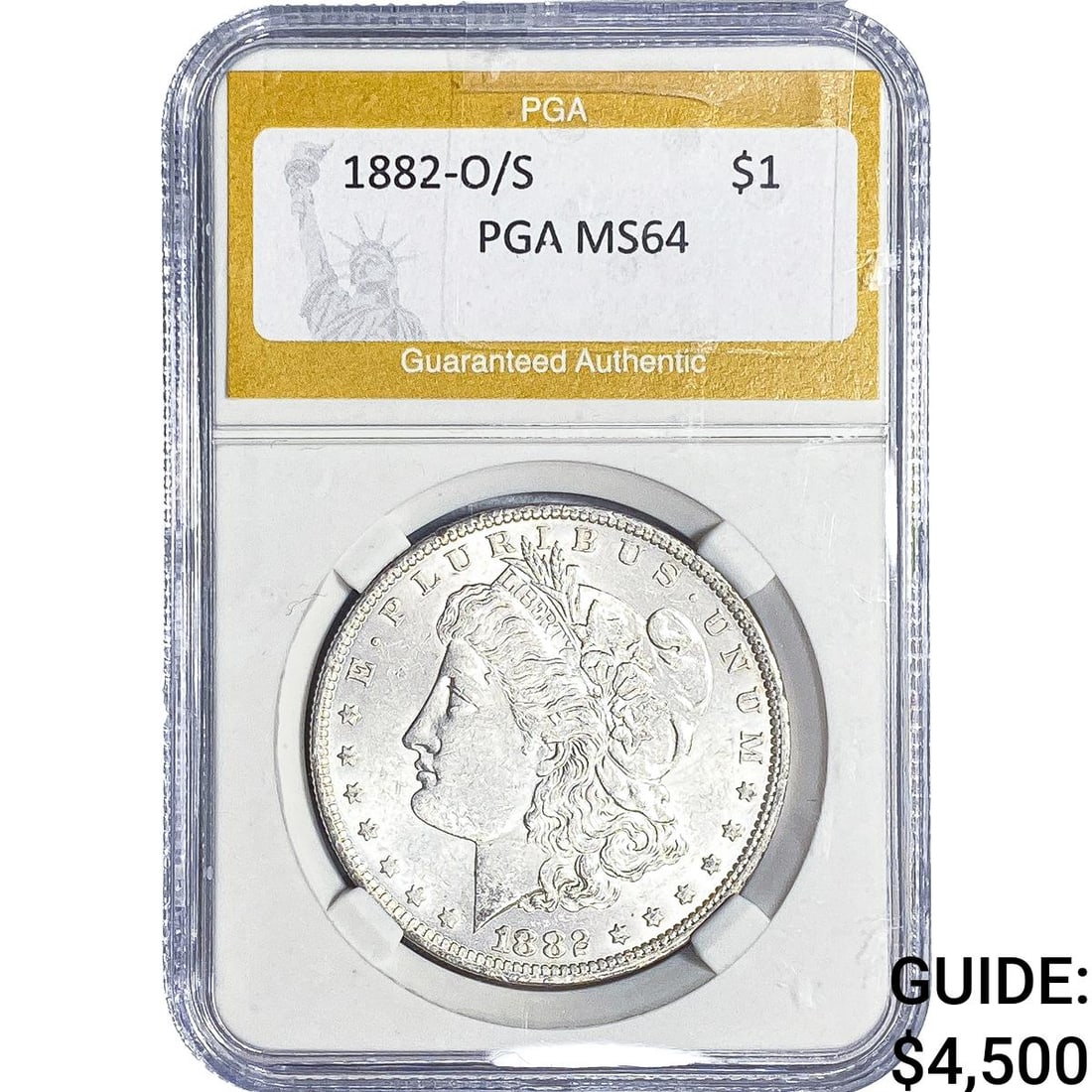 1882-O/S Morgan Silver Dollar PGA MS64: 1882-O/S Morgan Silver Dollar PGA MS64