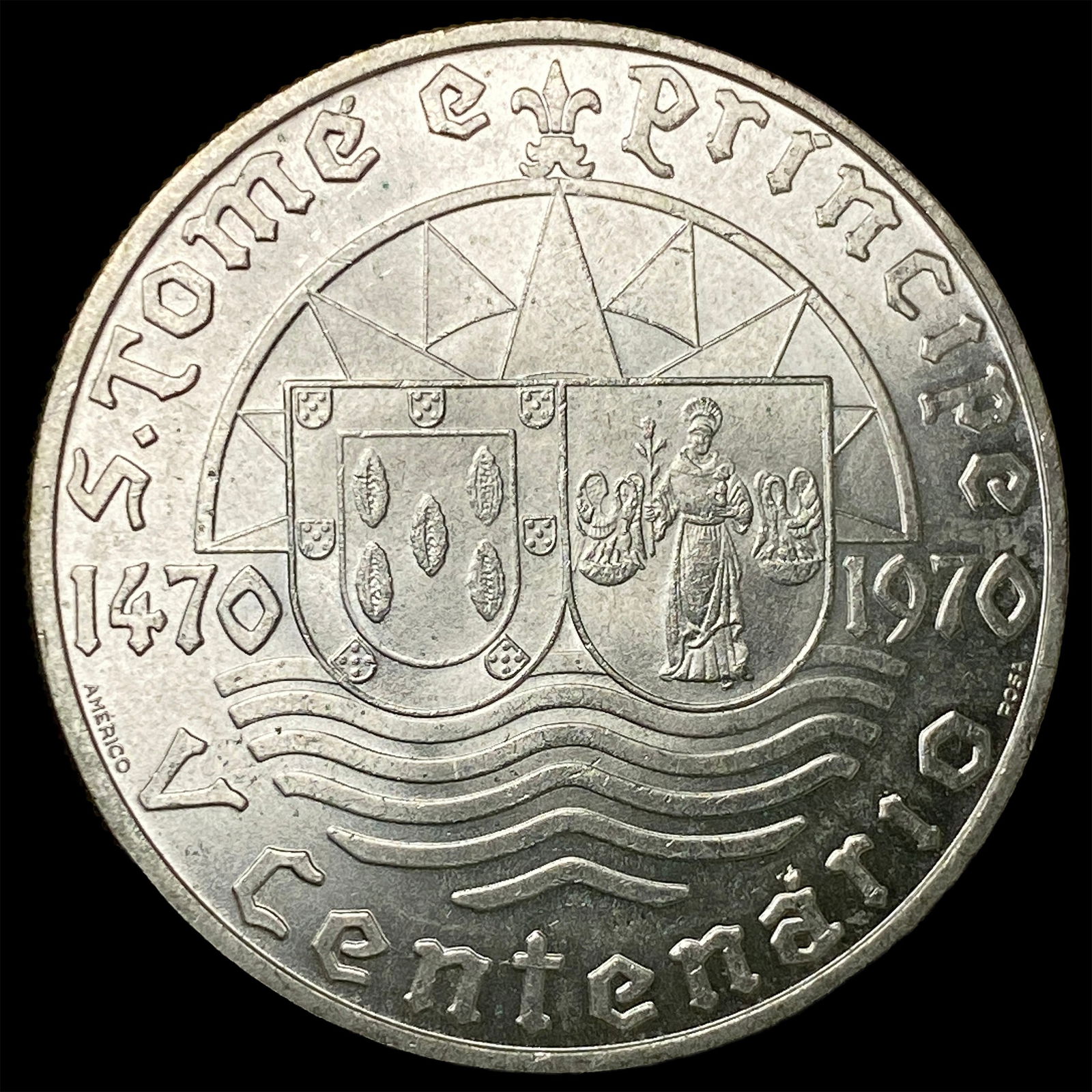 1970 St. Thomas/Prince Island Silver 50 Escudos UNCIRCULATED (1 of 2)