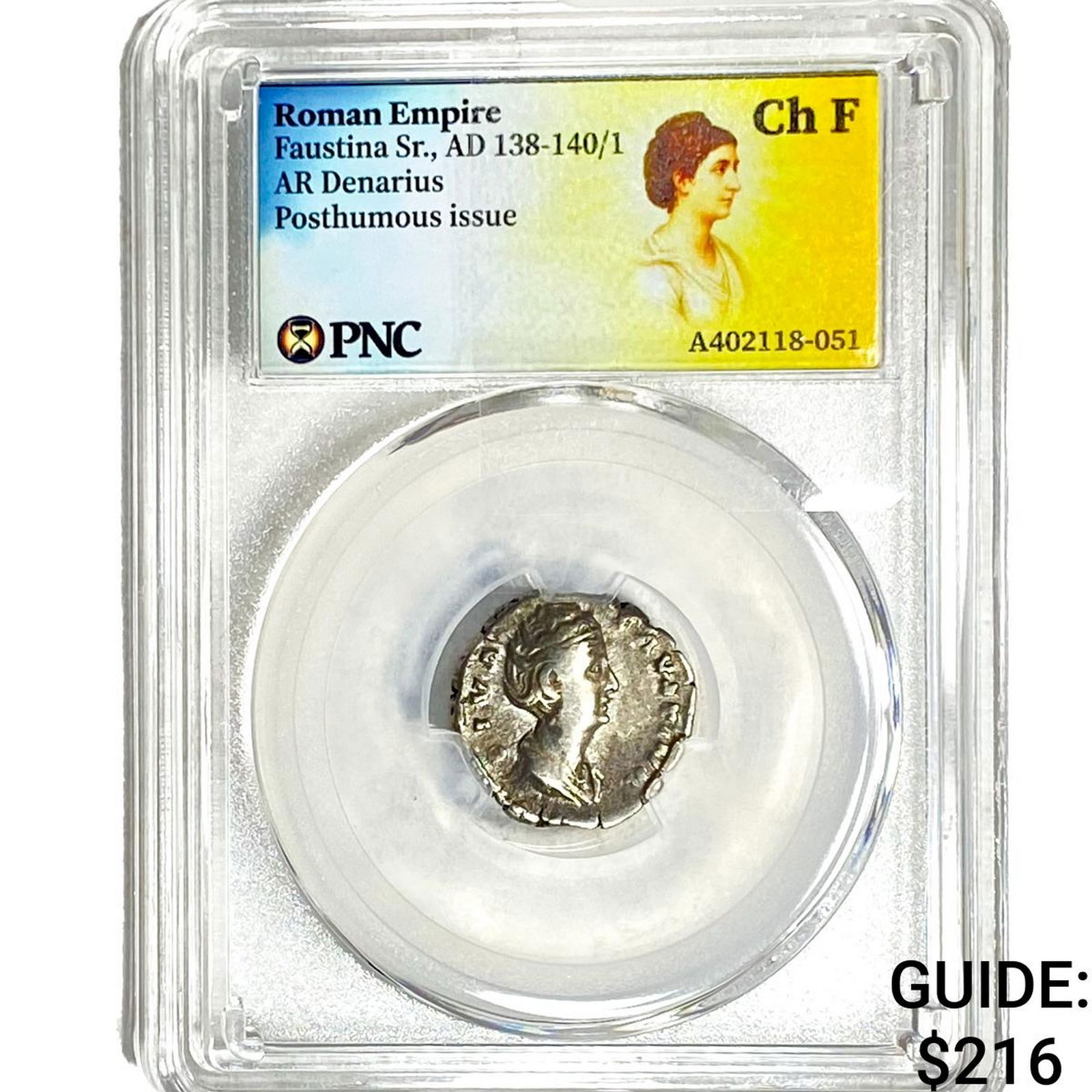 Roman Faustina Sr.,AD 138-140/1 Silver Denarius ChF: Roman Faustina Sr.,AD 138-140/1 Silver Denarius ChF