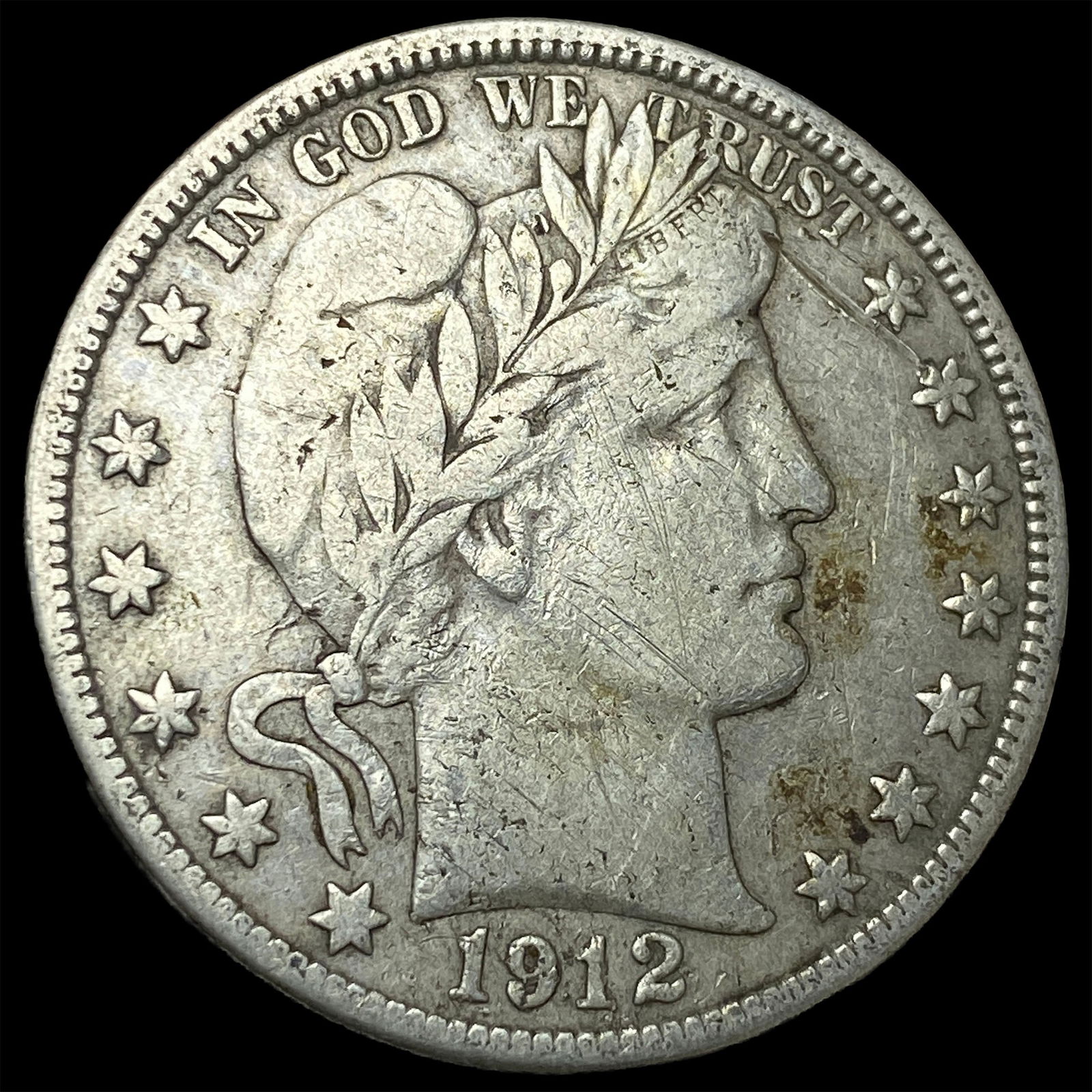 1912-D Silver Barber Half Dollar LIGHTLY CIRCULATED: 1912-D Silver Barber Half Dollar LIGHTLY CIRCULATED