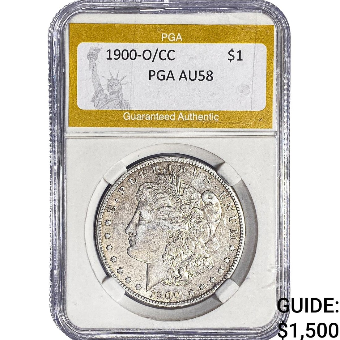 1900-O/CC Morgan Silver Dollar PGA AU58: 1900-O/CC Morgan Silver Dollar PGA AU58