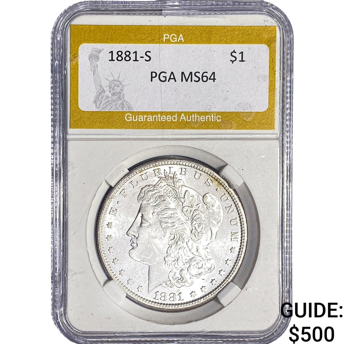 1881-S Morgan Silver Dollar PGA MS64: 1881-S Morgan Silver Dollar PGA MS64