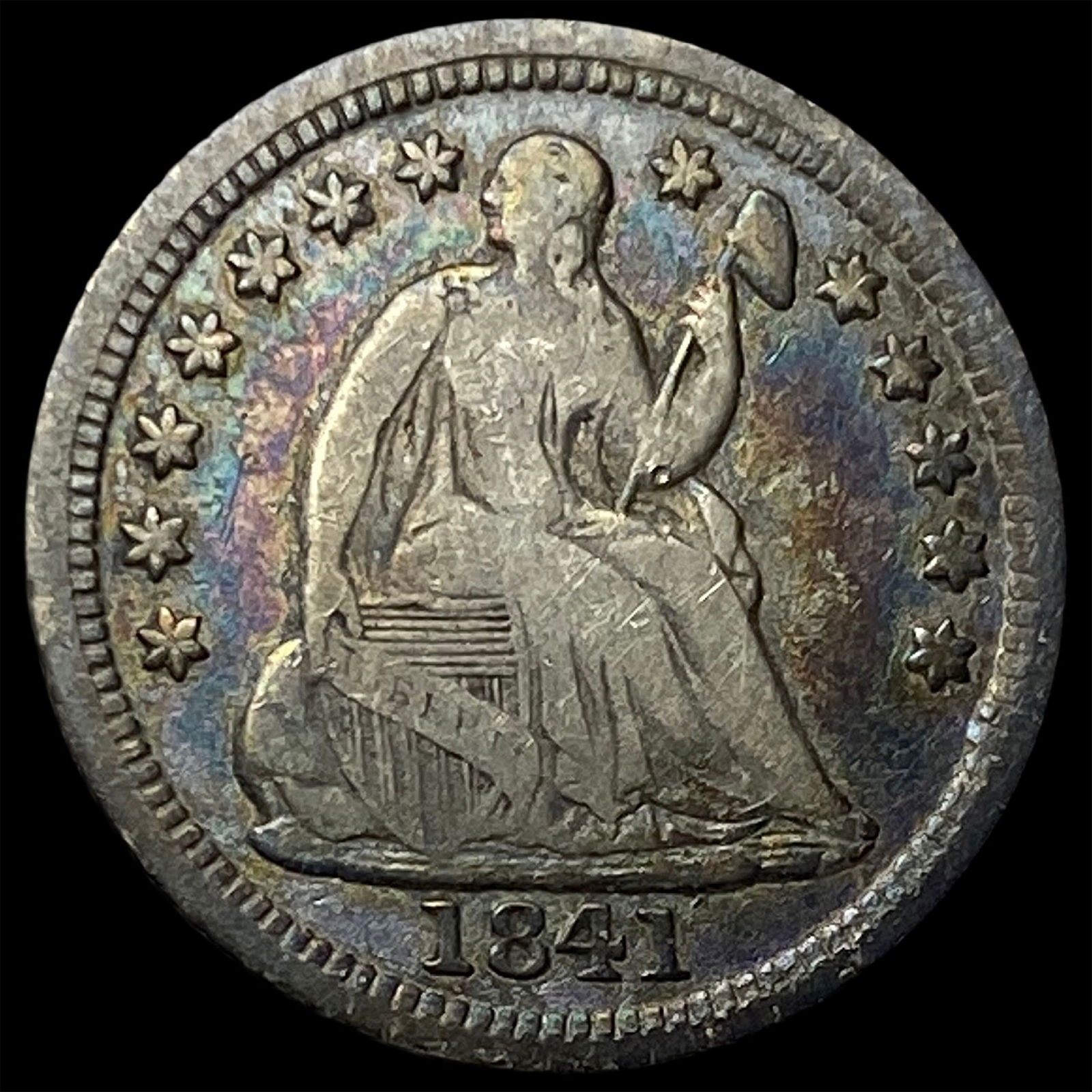 1841 Silver Seated Liberty Half Dime LIGHTLY CIRCULATED (1 of 2)