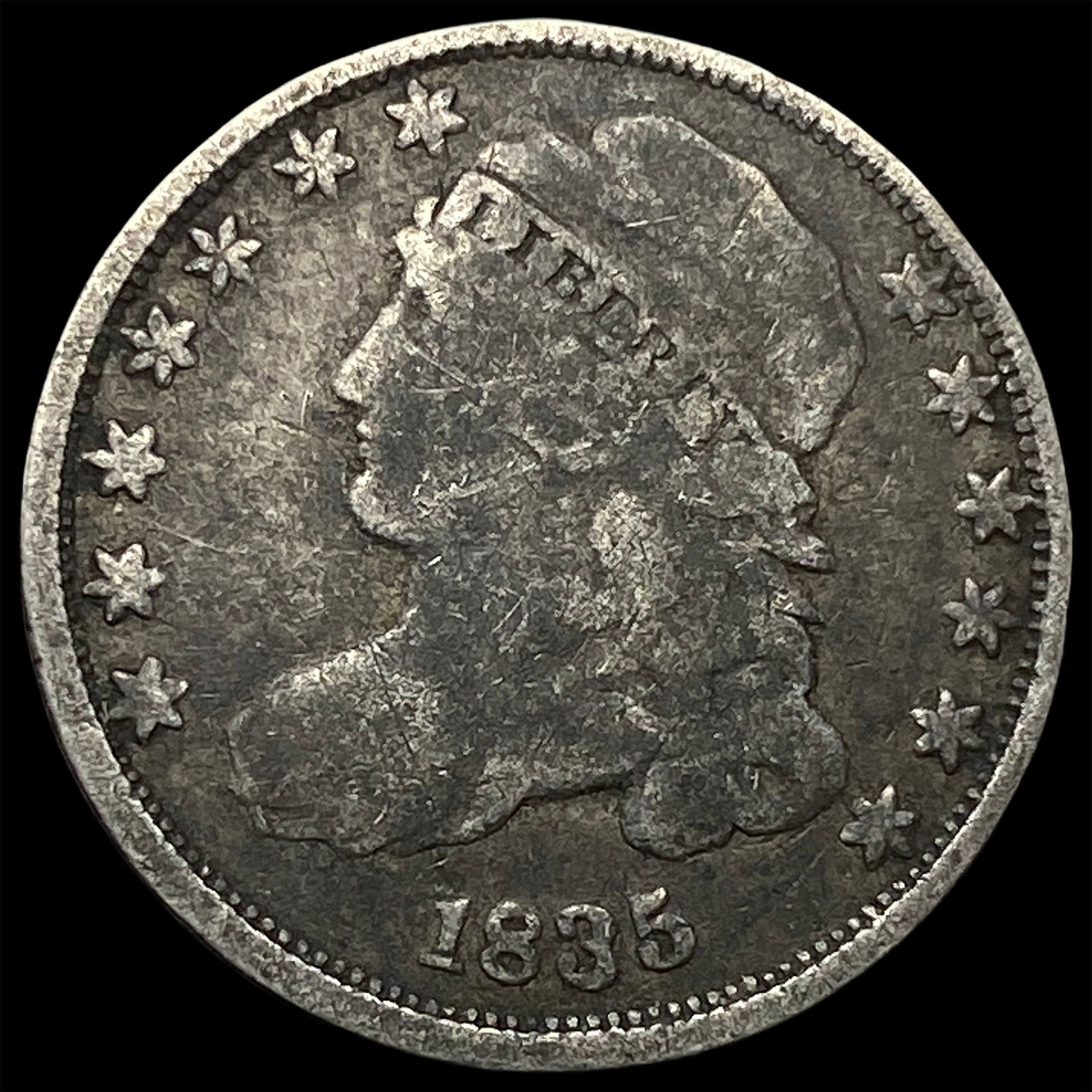 1835 Silver Capped Bust Dime NICELY CIRCULATED: 1835 Silver Capped Bust Dime NICELY CIRCULATED