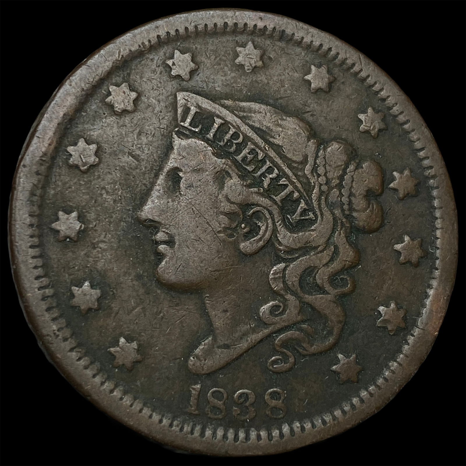 1838 Coronet Head Large Cent HIGH GRADE (1 of 2)