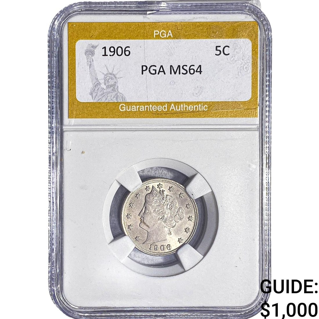 1906 Liberty Victory Nickel PGA MS64: 1906 Liberty Victory Nickel PGA MS64