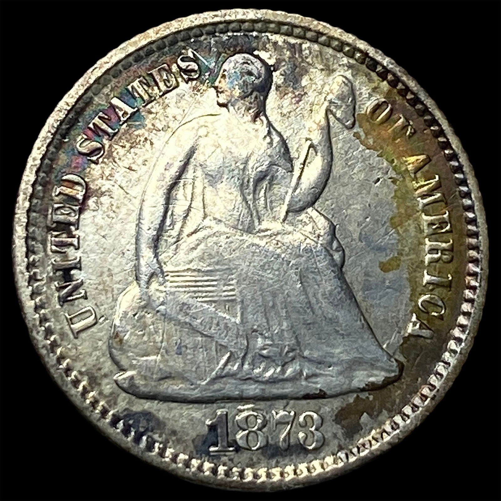 1873 Silver Seated Liberty Half Dime LIGHTLY CIRCULATED: 1873 Silver Seated Liberty Half Dime LIGHTLY CIRCULATED