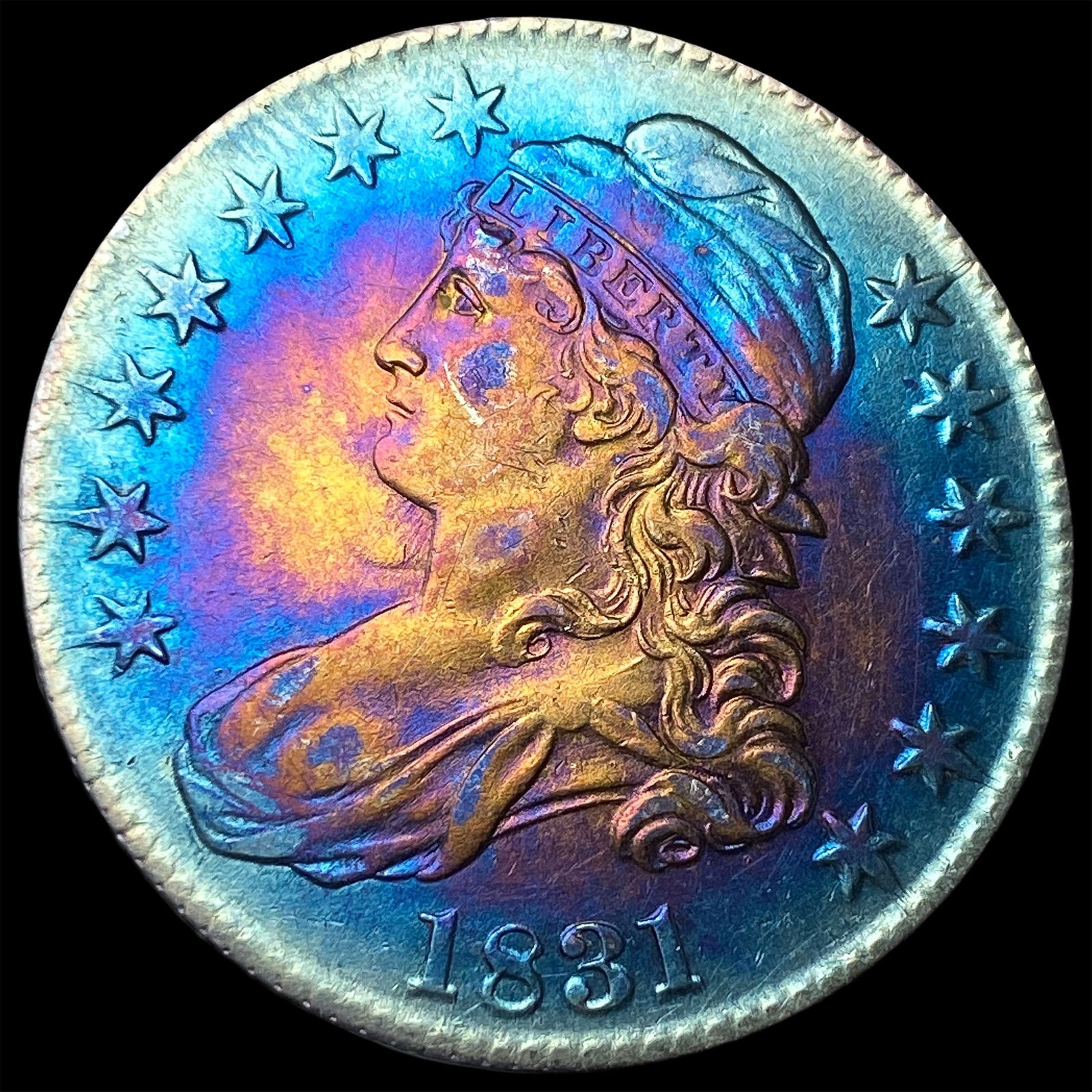 1831 Toned Capped Bust Half Dollar CLOSELY UNCIRCULATED (1 of 2)