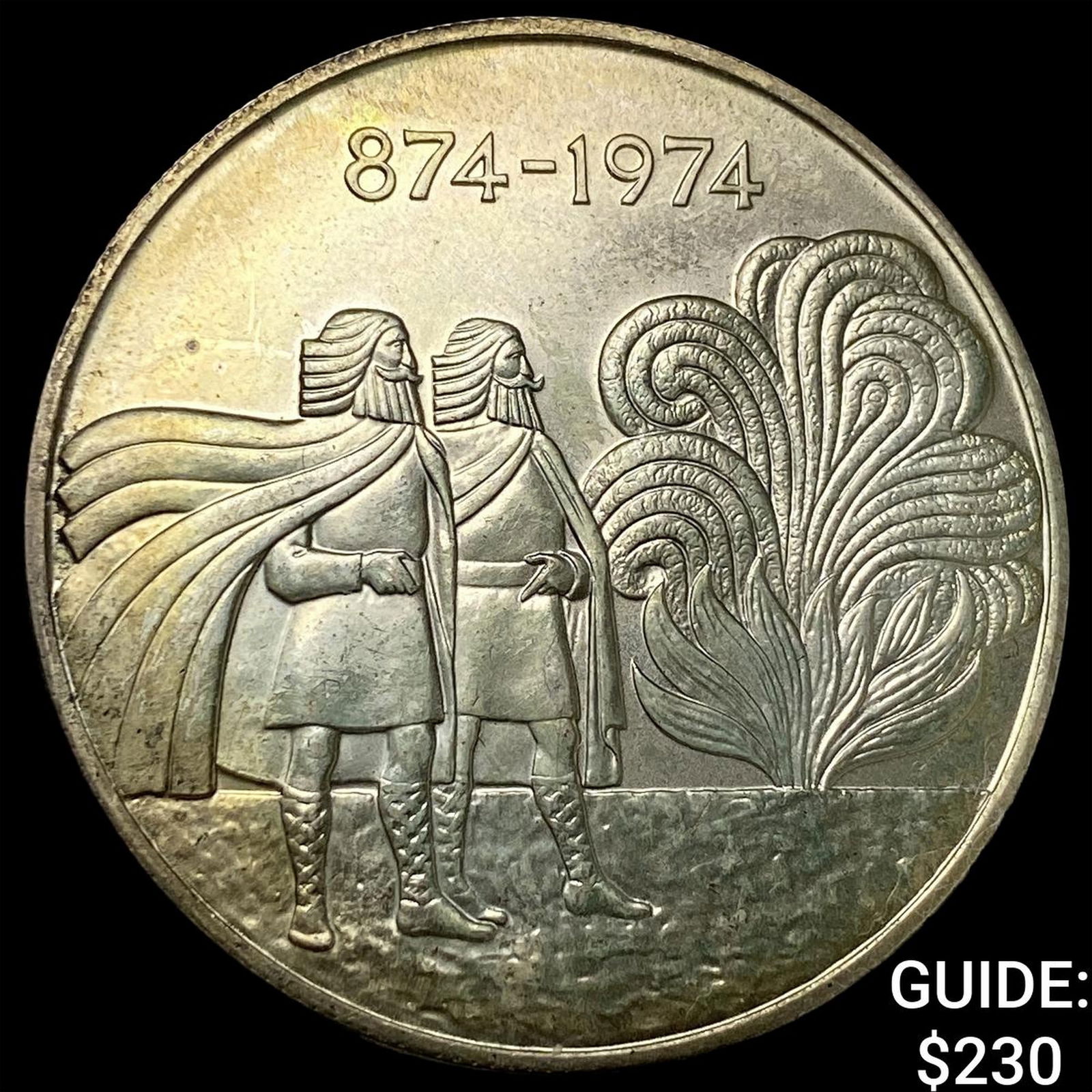 1974 Iceland .8922oz Silver 1000 Kronur CLOSELY UNCIRCULATED: 1974 Iceland .8922oz Silver 1000 Kronur CLOSELY UNCIRCULATED