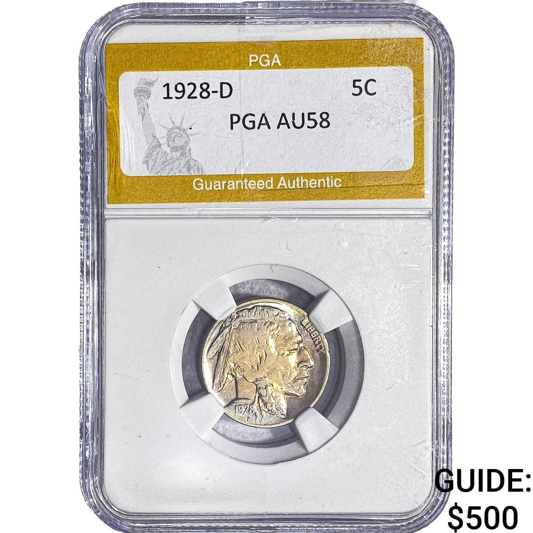 1928-D Buffalo Nickel PGA AU58: 1928-D Buffalo Nickel PGA AU58