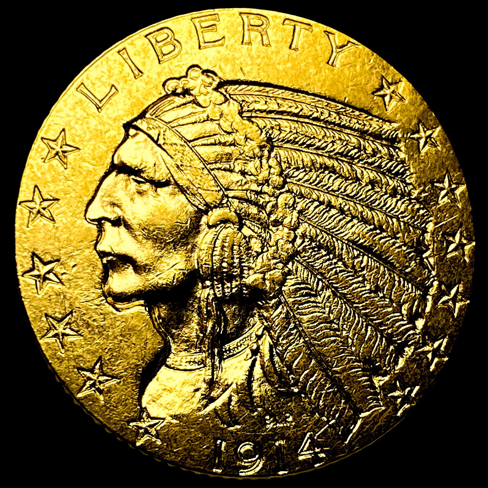 1914 Indian Head Half Eagle $5 Gold CLOSELY UNCIRCULATED: 1914 Indian Head Half Eagle $5 Gold CLOSELY UNCIRCULATED