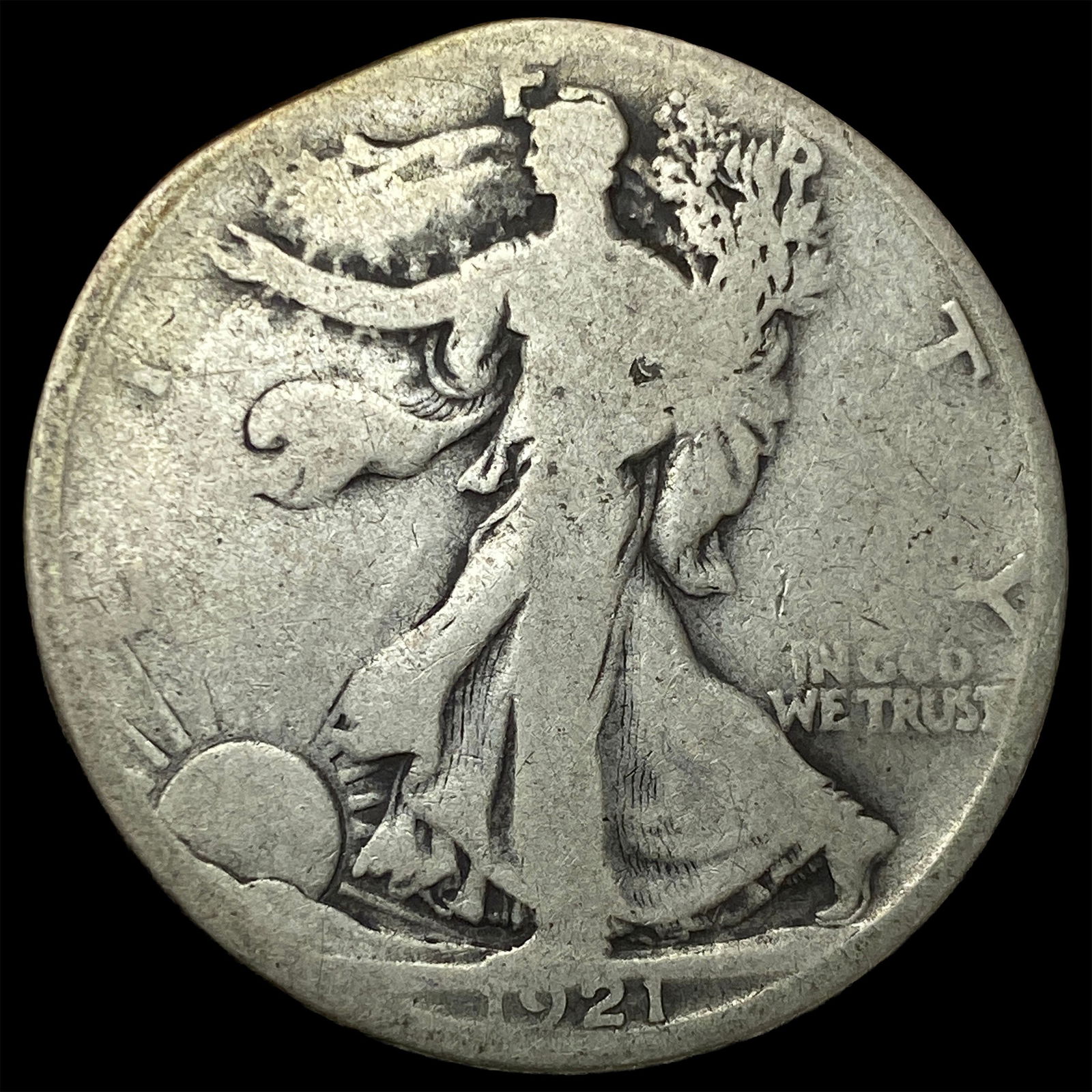 1921-D Silver Walking Liberty Half Dollar NICELY CIRCULATED: 1921-D Silver Walking Liberty Half Dollar NICELY CIRCULATED