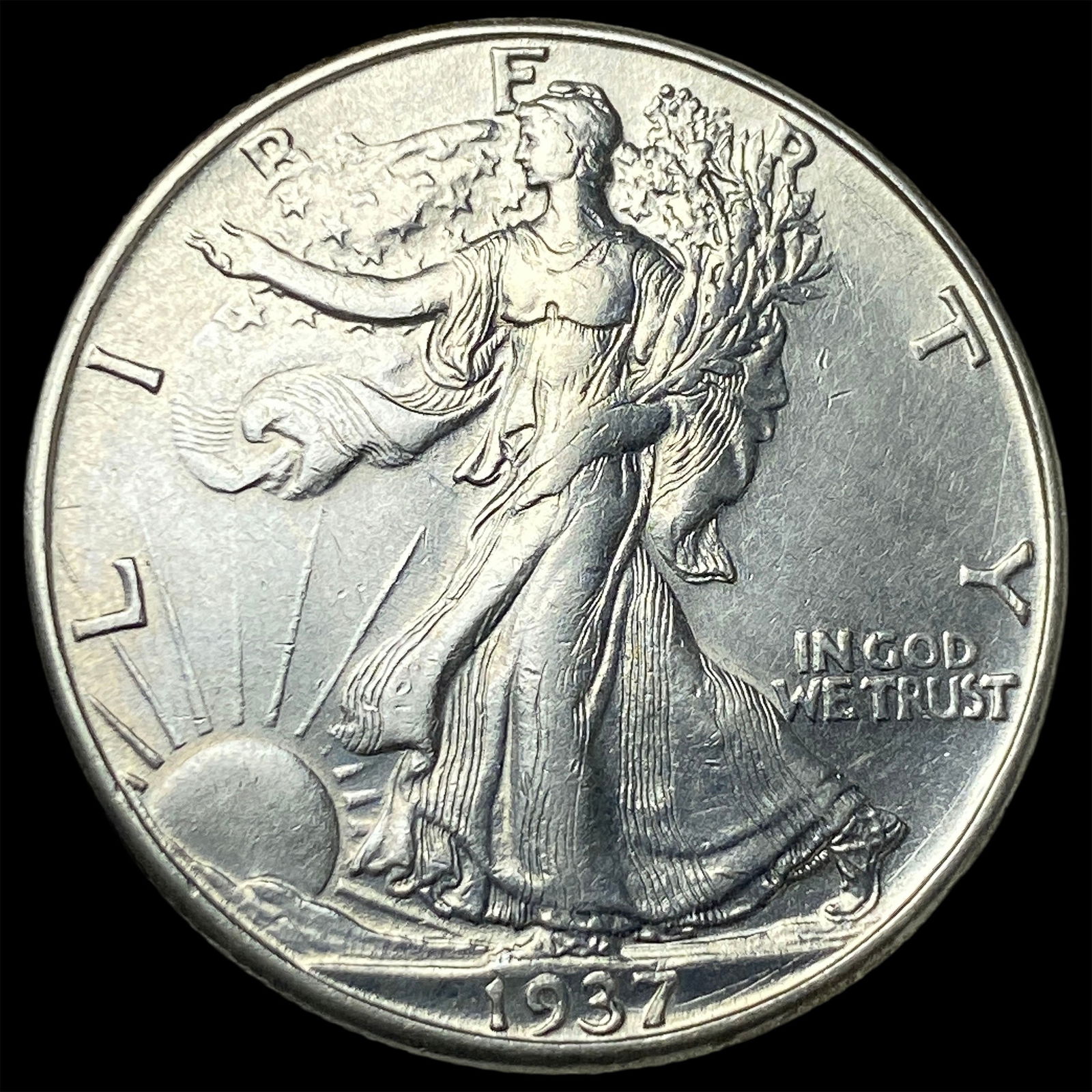 1937-D Silver Walking Liberty Half Dollar CHOICE AU: 1937-D Silver Walking Liberty Half Dollar CHOICE AU
