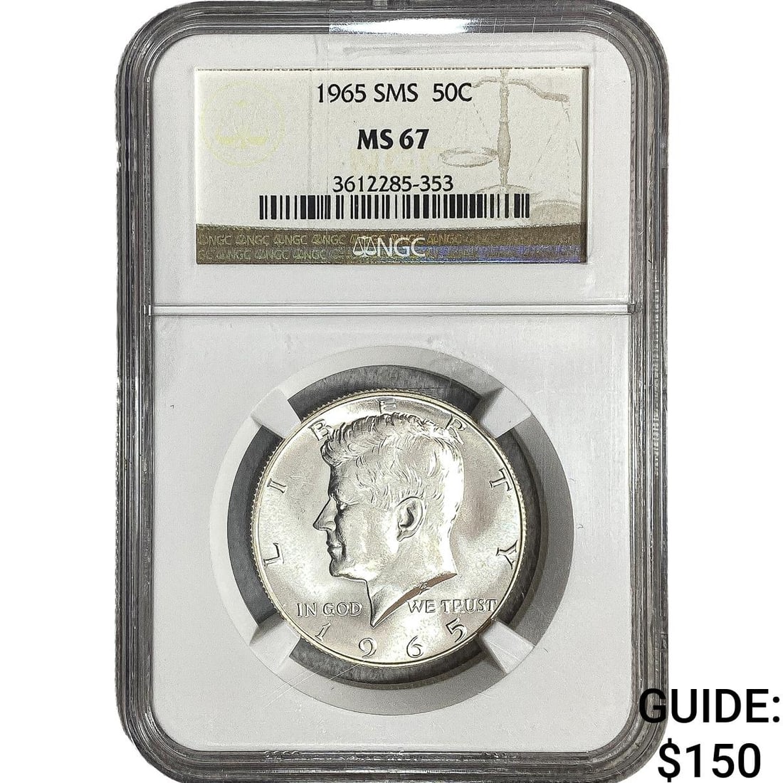 1965 SMS Kennedy Half Dollar NGC MS67: 1965 SMS Kennedy Half Dollar NGC MS67