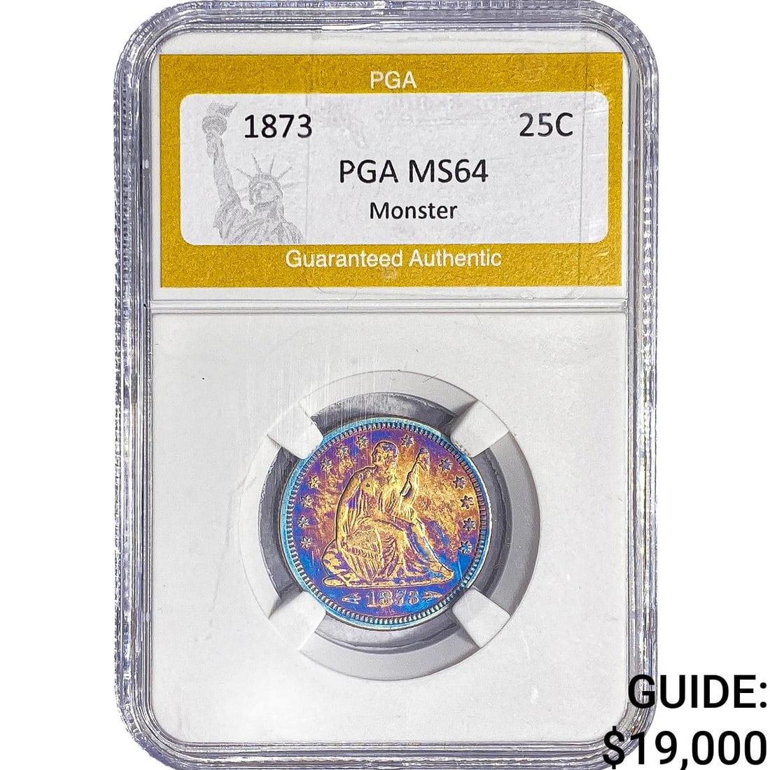 1873 Seated Liberty Quarter PGA MS64 Monster: 1873 Seated Liberty Quarter PGA MS64 Monster