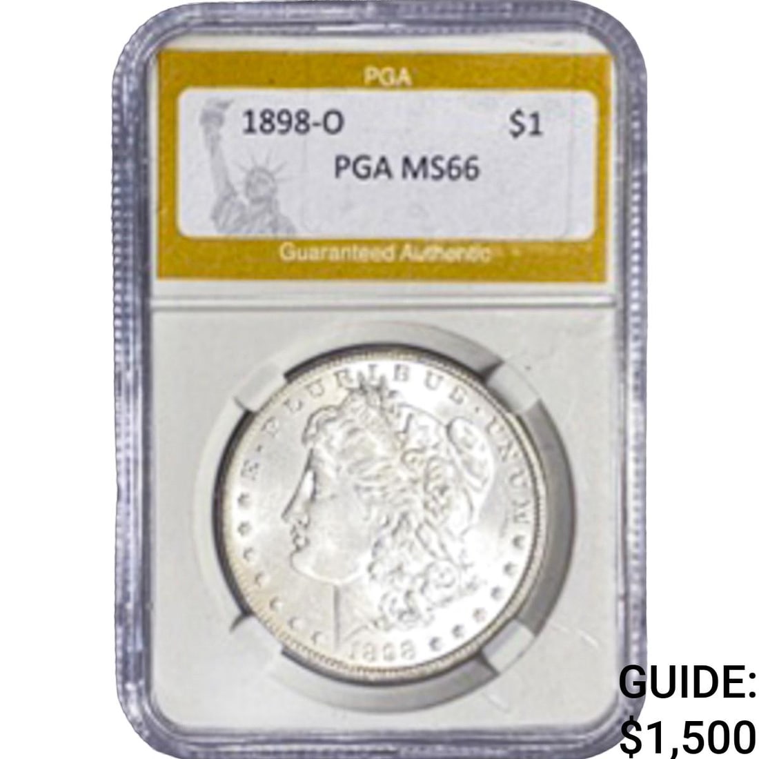 1898-O Morgan Silver Dollar PGA MS66: 1898-O Morgan Silver Dollar PGA MS66
