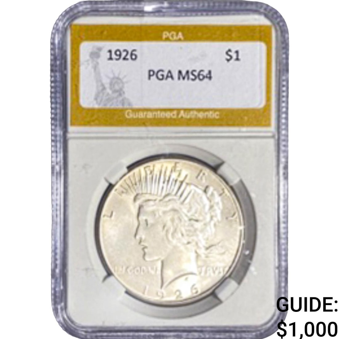 1926 Silver Peace Dollar PGA MS64: 1926 Silver Peace Dollar PGA MS64