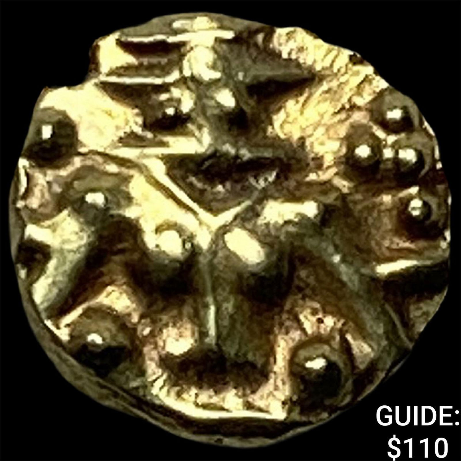 1600-1800 AD India .014oz Gold Fanam UNCIRCULATED: 1600-1800 AD India .014oz Gold Fanam UNCIRCULATED