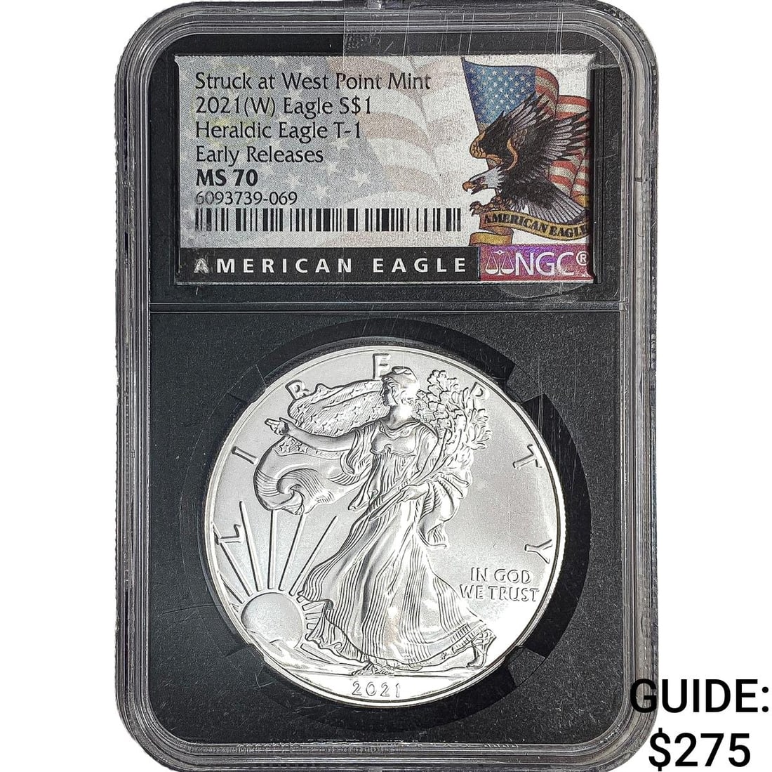 2021[W] Silver Eagle NGC MS70 Heraldic Eagle T-1: 2021[W] Silver Eagle NGC MS70 Heraldic Eagle T-1