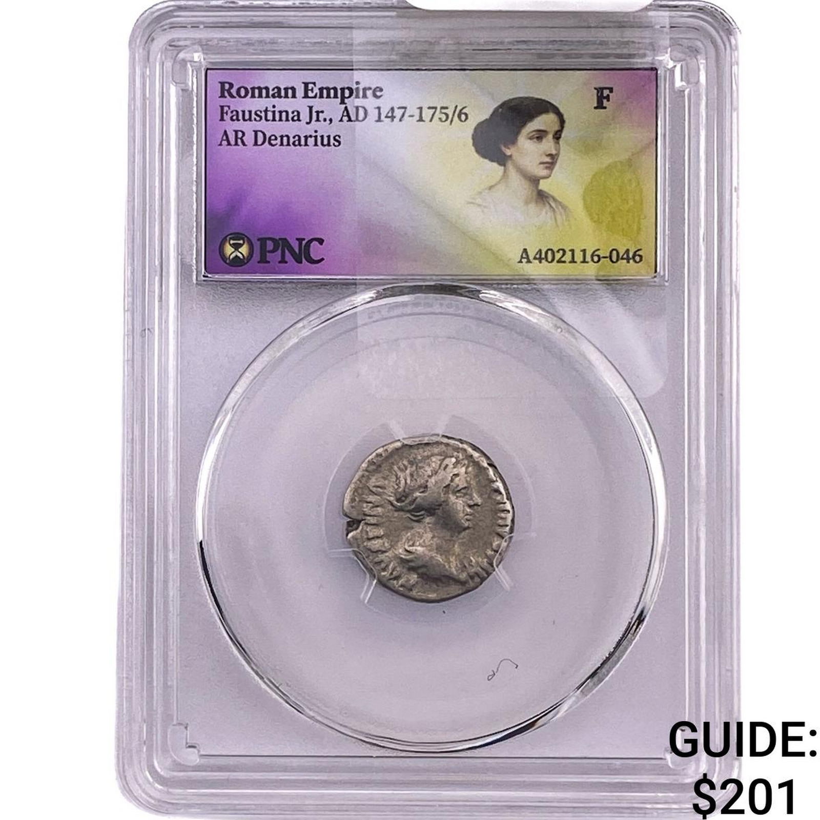 Roman Faustina Jr.,AD 147-175/6 Silver Denarius F: Roman Faustina Jr.,AD 147-175/6 Silver Denarius F