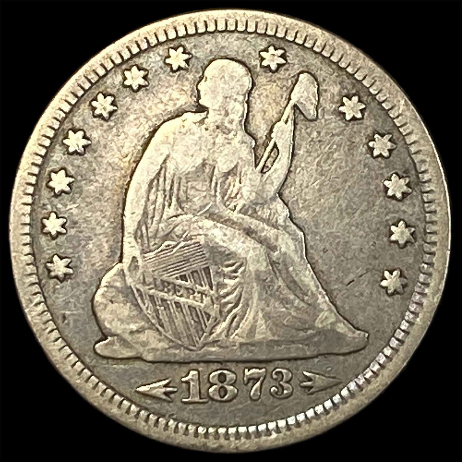 1873 Arrows Seated Liberty Quarter LIGHTLY CIRCULATED: 1873 Arrows Seated Liberty Quarter LIGHTLY CIRCULATED