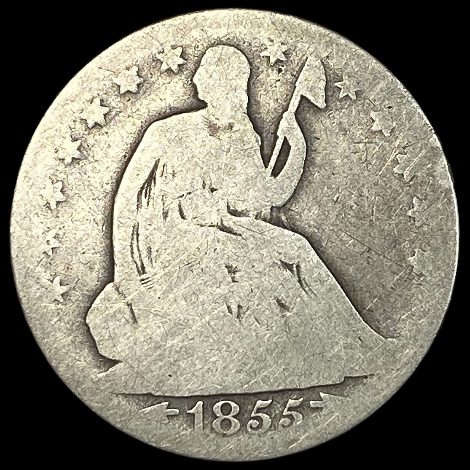 1855-O Silver Seated Liberty Half Dollar NICELY CIRCULATED: 1855-O Silver Seated Liberty Half Dollar NICELY CIRCULATED