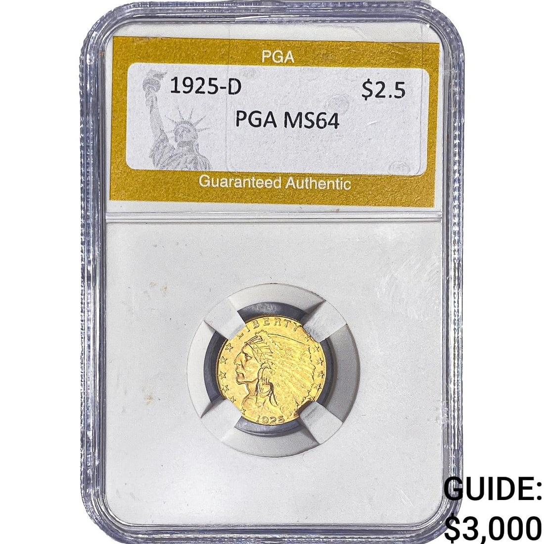 1925-D $2.50 Gold Quarter Eagle PGA MS64: 1925-D $2.50 Gold Quarter Eagle PGA MS64