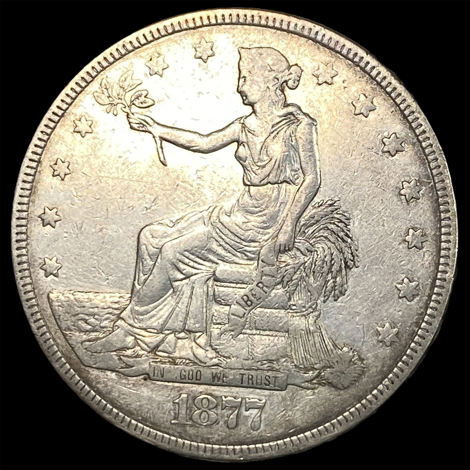 1877 Silver Trade Dollar NEARLY UNCIRCULATED: 1877 Silver Trade Dollar NEARLY UNCIRCULATED