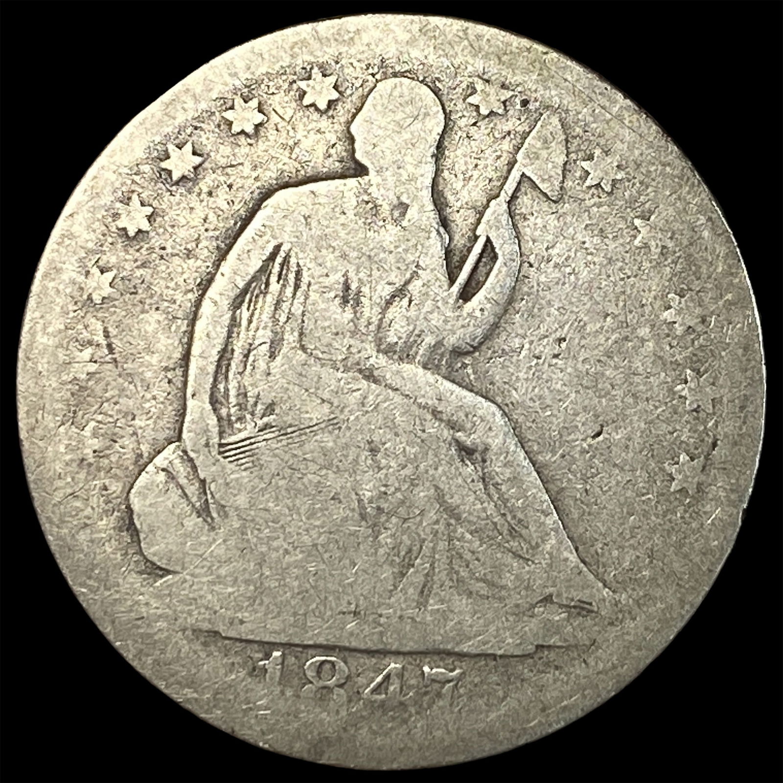 1847-O Silver Seated Liberty Half Dollar NICELY CIRCULATED: 1847-O Silver Seated Liberty Half Dollar NICELY CIRCULATED