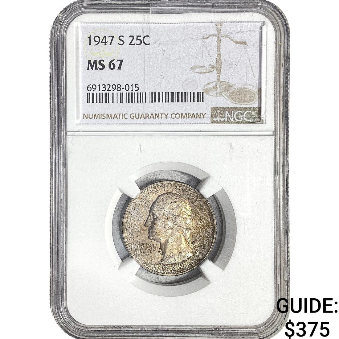 1947-S Washington Silver Quarter NGC MS67: 1947-S Washington Silver Quarter NGC MS67
