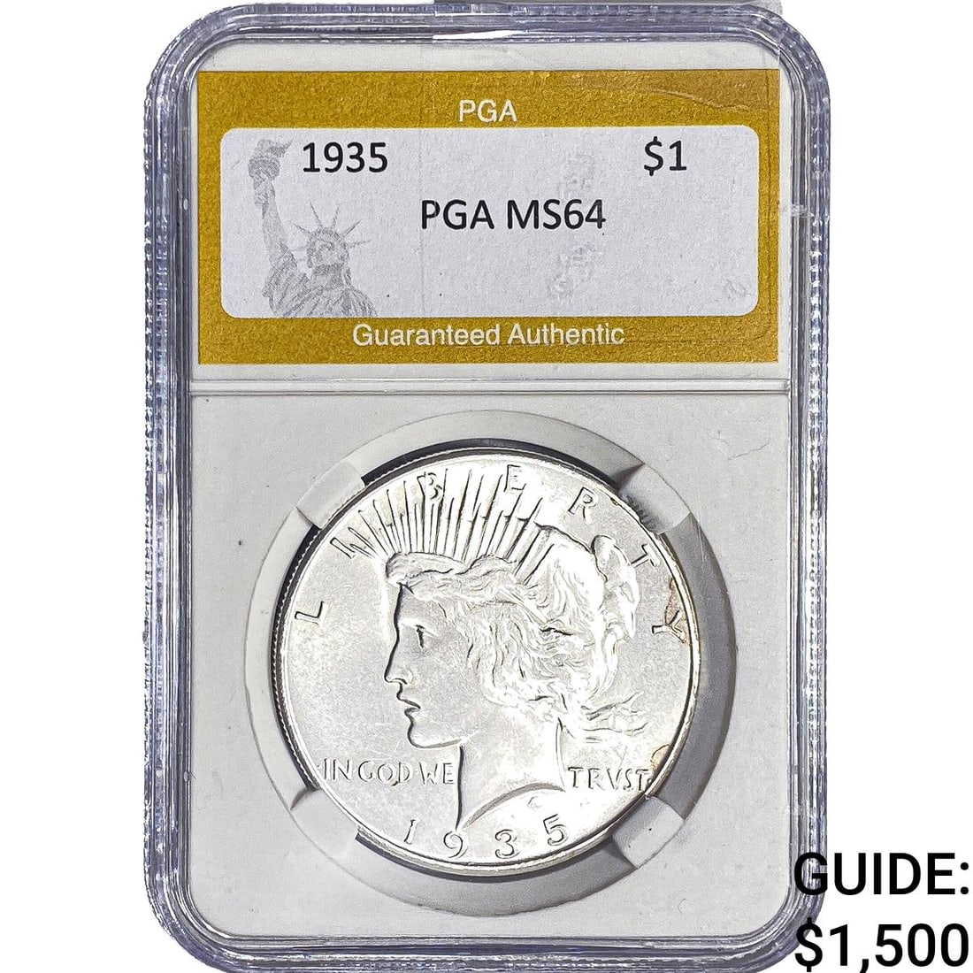 1935 Silver Peace Dollar PGA MS64: 1935 Silver Peace Dollar PGA MS64