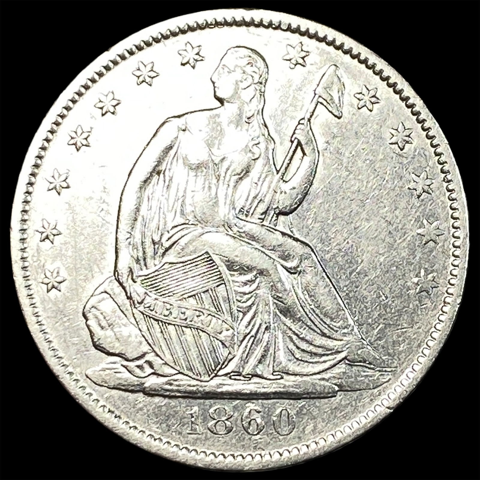 1860-O Silver Seated Liberty Half Dollar CLOSELY UNCIRCULATED: 1860-O Silver Seated Liberty Half Dollar CLOSELY UNCIRCULATED